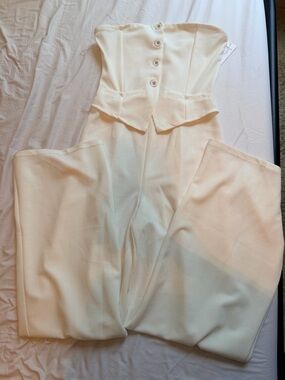 Strapless White Wide-Leg Jumpsuit MADDEN GIRL